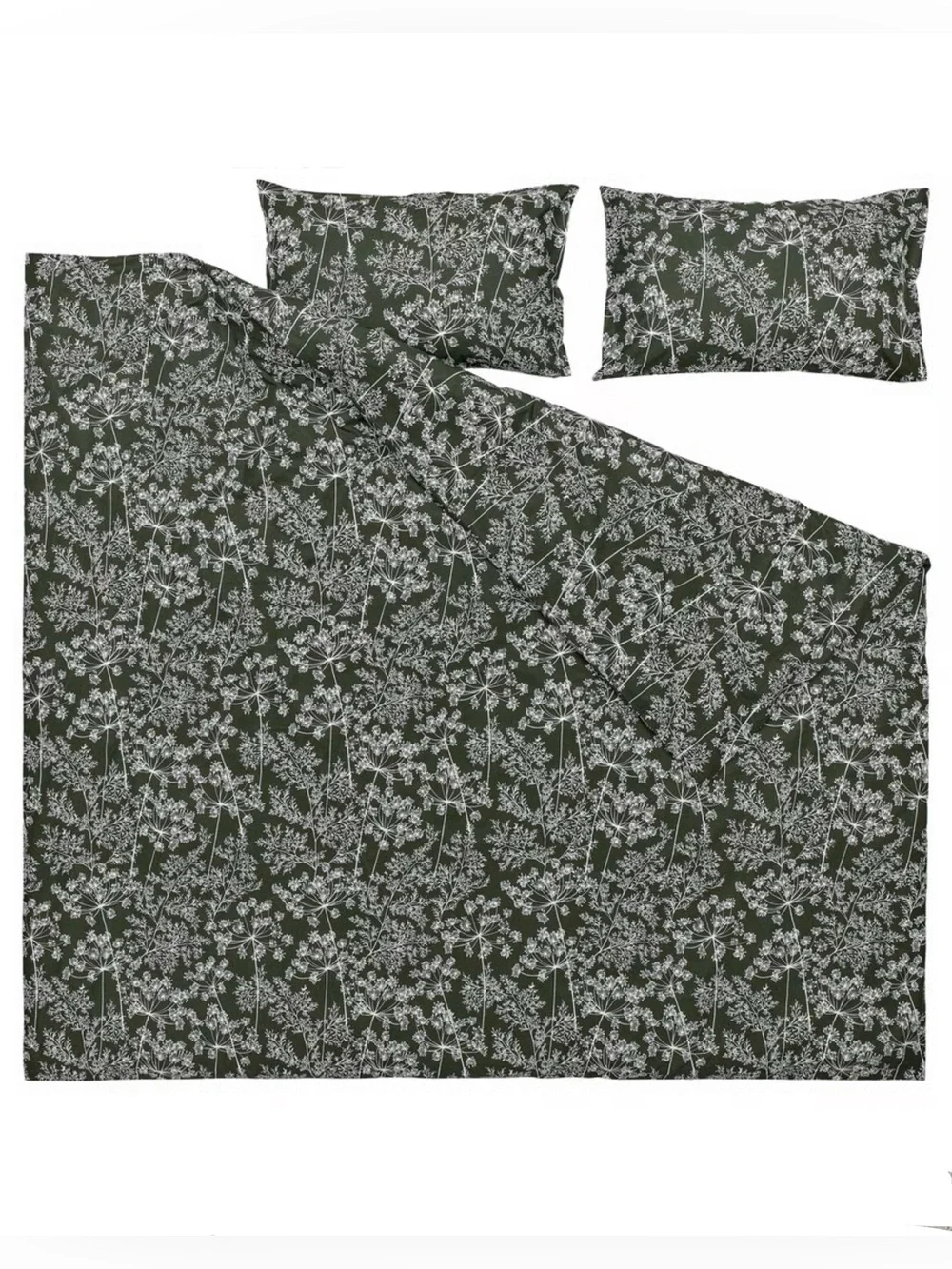 Green Botanical Print Comforter Set with Accent Pillows